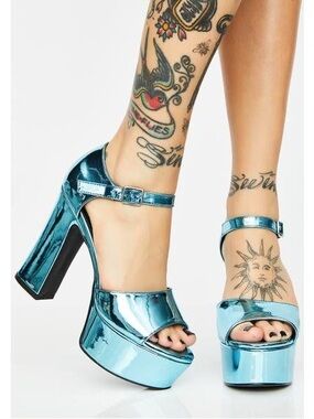 Dolls Kill Metallic Blue/Green Platform Heels